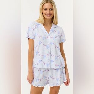 Roller Rabbit 12 Days of Printmas 2025 Snowflake Stripe Wyatt Polo Pajamas